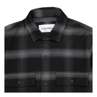 Twill Fleece Check Overshirt Beh