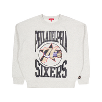 76ers Womens Logo Lt Crew 3.0 Grey Heather