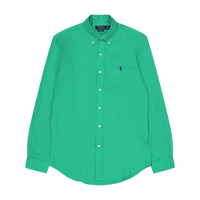 Polo Ralph Lauren Piece Dye Linen Custiòm Fit Sh Grasshopper