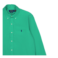 Polo Ralph Lauren Piece Dye Linen Custiòm Fit Sh Grasshopper