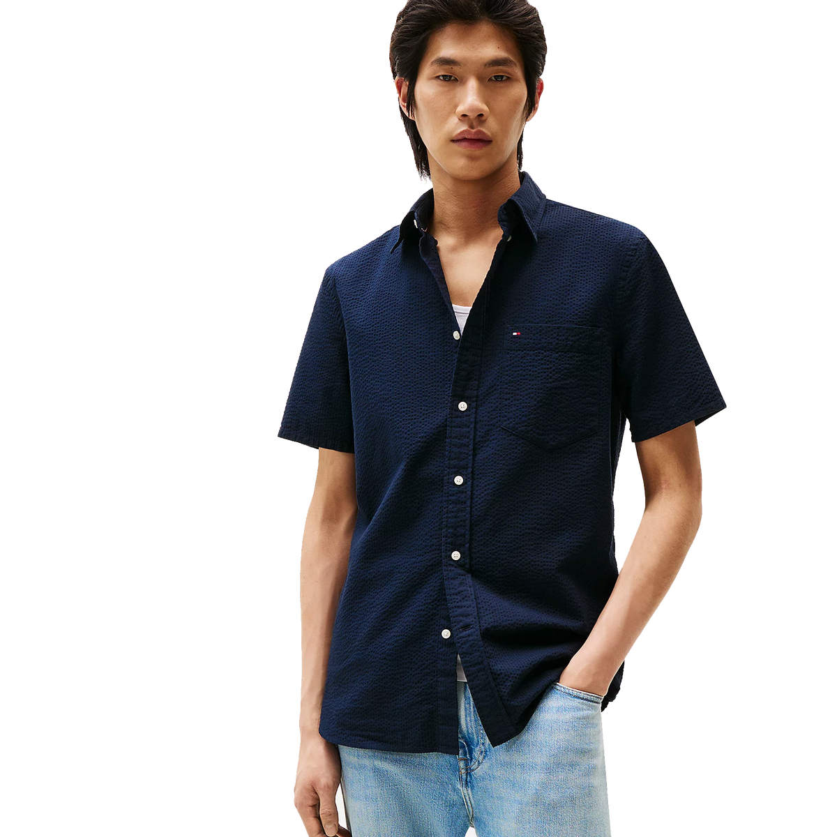 Seersucker Solid Shirt S/s