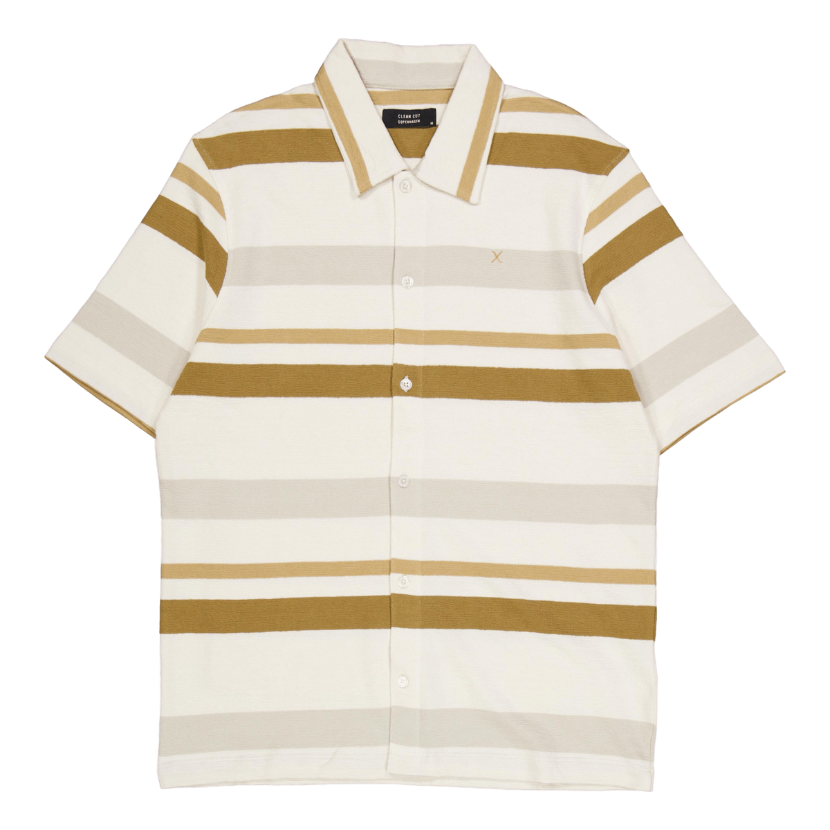 Calton Striped Structured Shir Ecru/khaki Stripe