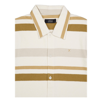 Calton Striped Structured Shir Ecru/khaki Stripe