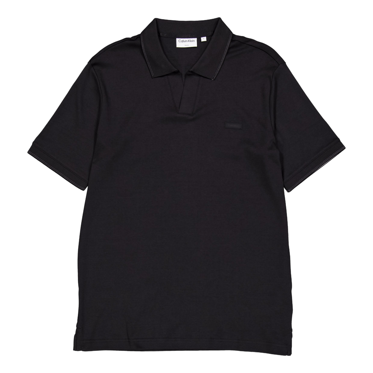 Smooth Cotton Open Placket Pol Beh-ck Black
