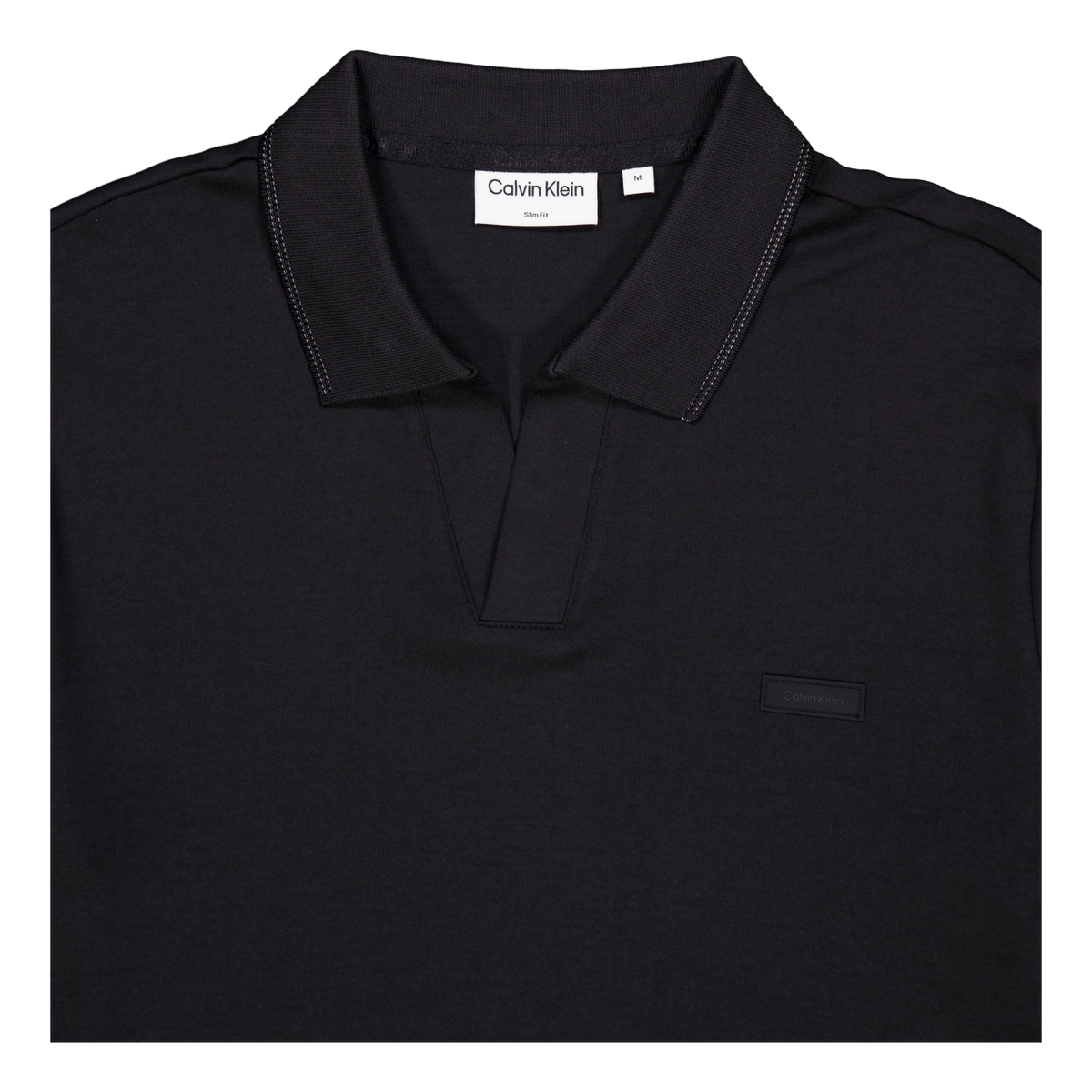 Smooth Cotton Open Placket Pol Beh-ck Black