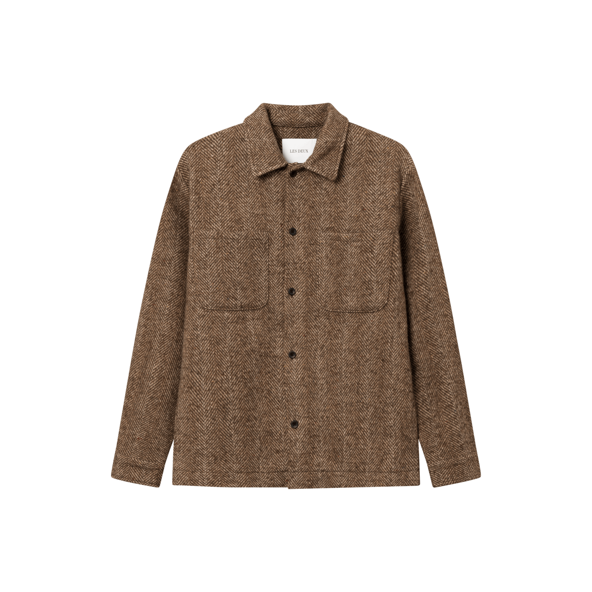 Milian Herringbone Overshirt Coffee Brown/dark Sand