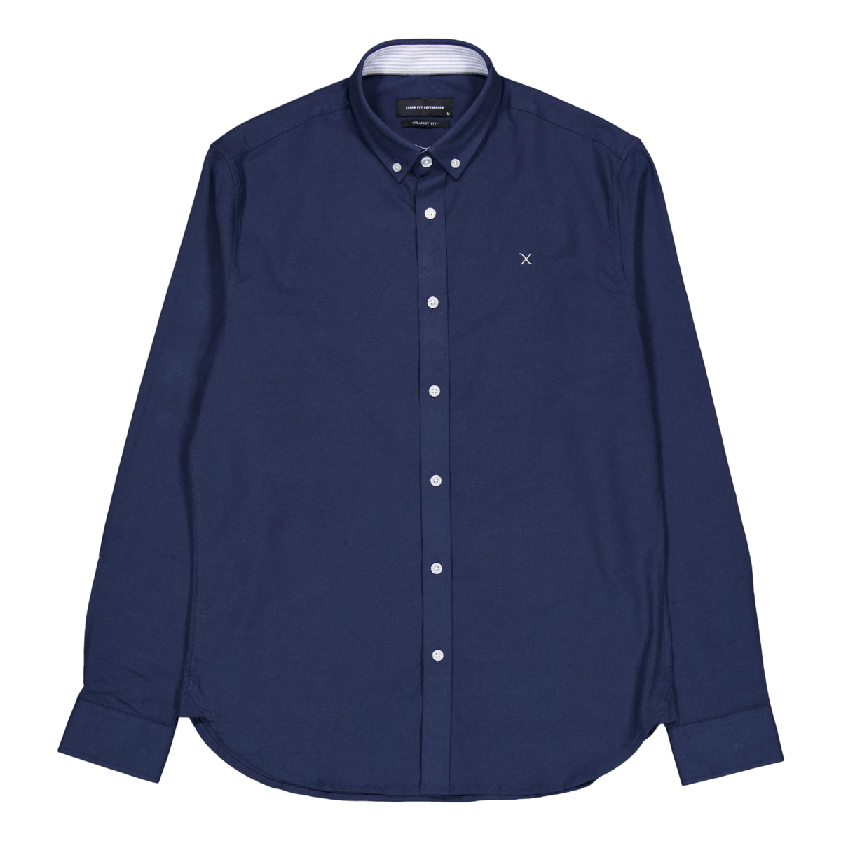 Oxford Stretch Plain L/s Navy 01