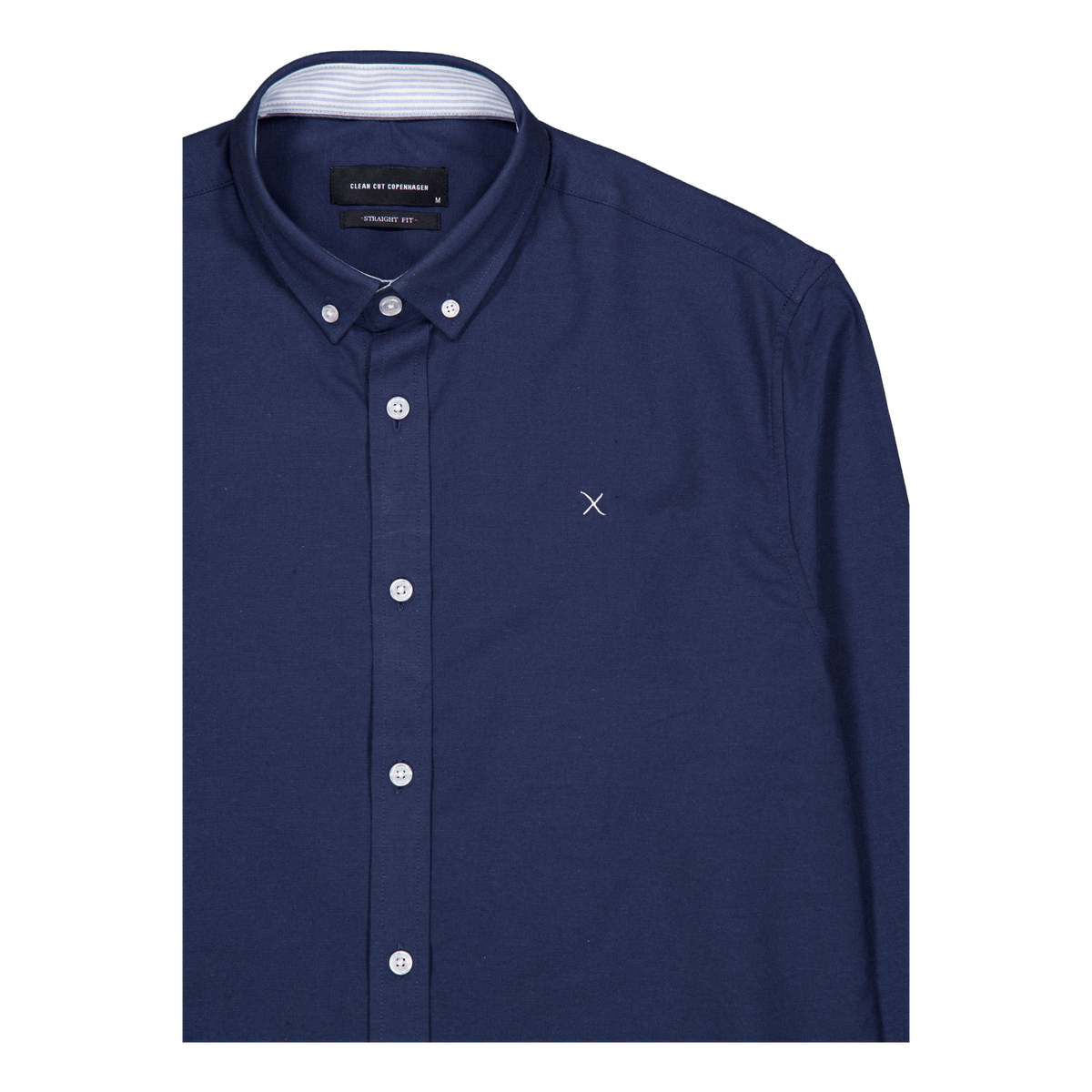 Oxford Stretch Plain L/s Navy 01
