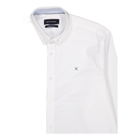 Oxford Stretch Plain L/s White 01