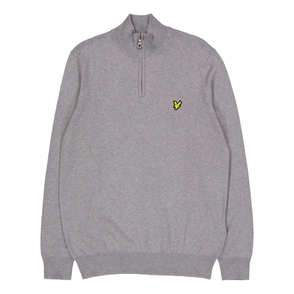 Cotton Merino Quarter Zip Jump T28 Mid Grey Marl