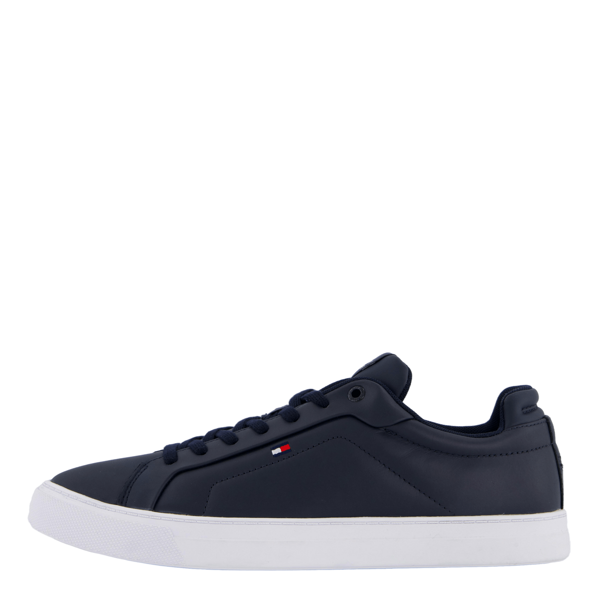 Flag Embroidery Leather Court Trainers Blue