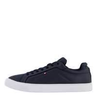 Flag Embroidery Leather Court Trainers Blue