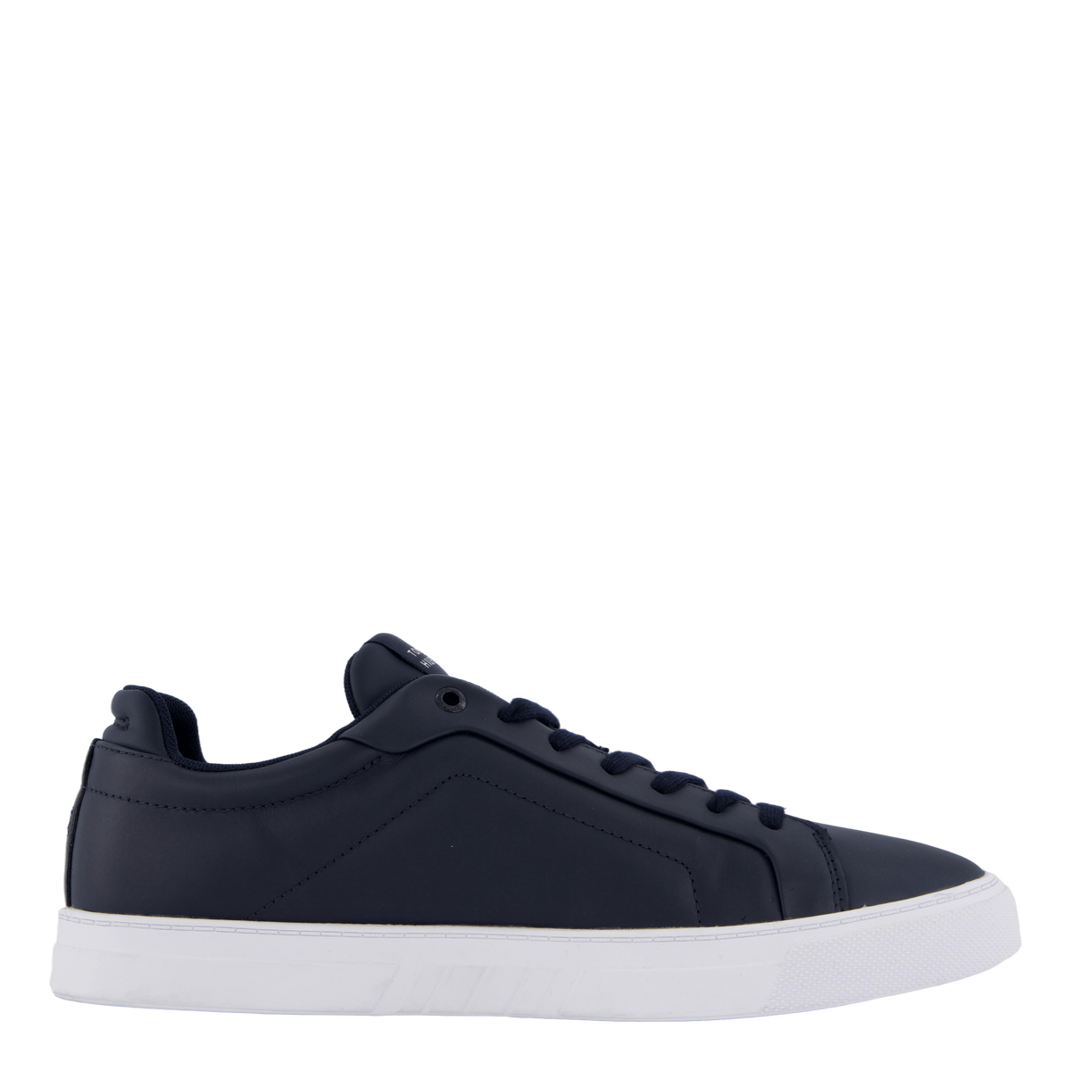 Flag Embroidery Leather Court Trainers Blue