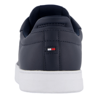 Flag Embroidery Leather Court Trainers Blue