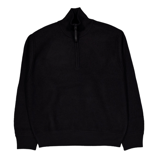 Bon Boiled Wool Quarter Zip Black