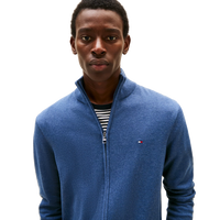 Essential Cotton Zip Mock Blue