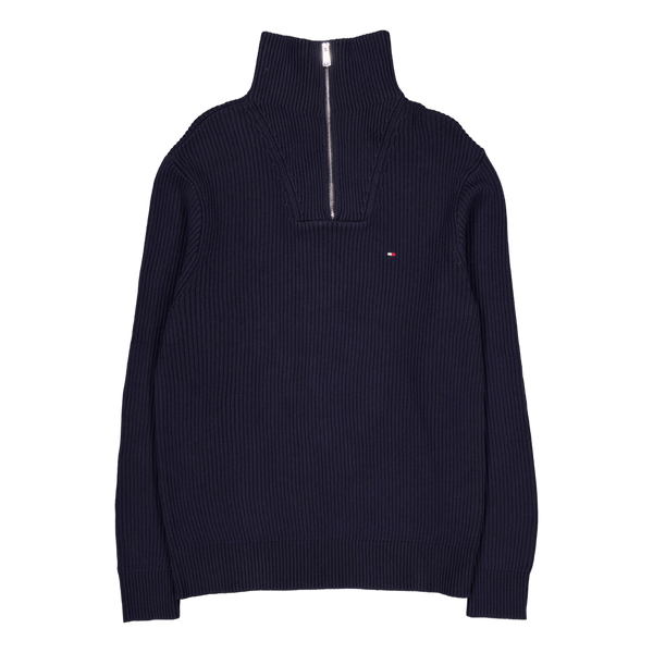 Chunky Cotton Rib Nautical Zp  Blue