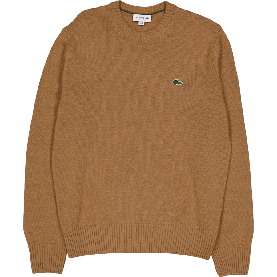 Carded Wool Crew Neck Sweater White Tuy