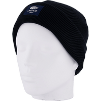Ribbed Cotton Badge Beanie Noir 031