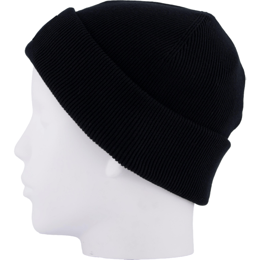 Ribbed Cotton Badge Beanie Noir 031