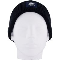 Ribbed Cotton Badge Beanie Noir 031