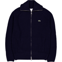 Carded Wool High Neck Zipped S Navy Blue