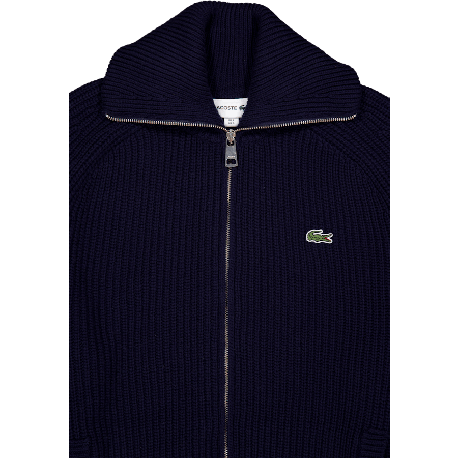 Carded Wool High Neck Zipped S Navy Blue