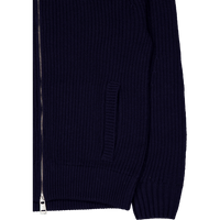 Carded Wool High Neck Zipped S Navy Blue