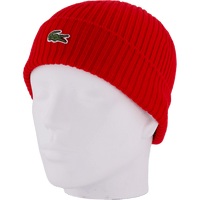 Rib Knit Brushed Wool Beanie Red