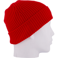 Rib Knit Brushed Wool Beanie Red