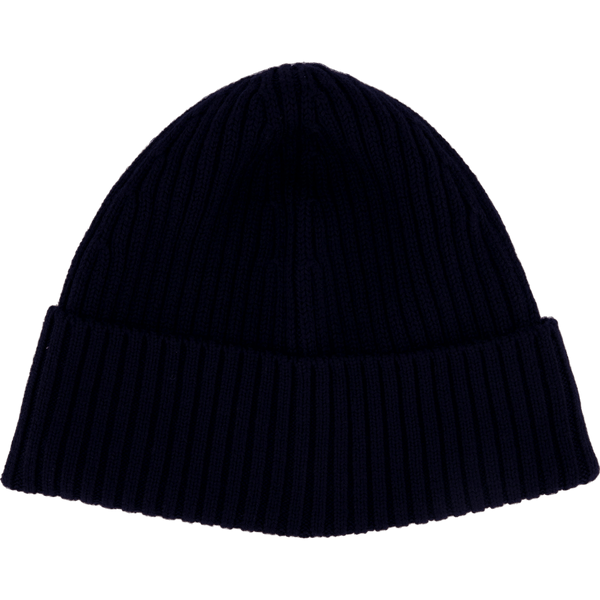 Rib Knit Brushed Wool Beanie Navy Blue