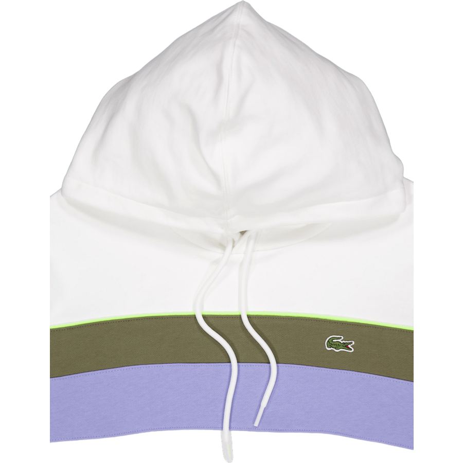 Colour-block Fleece Hoodie Flour/olive-delphinium