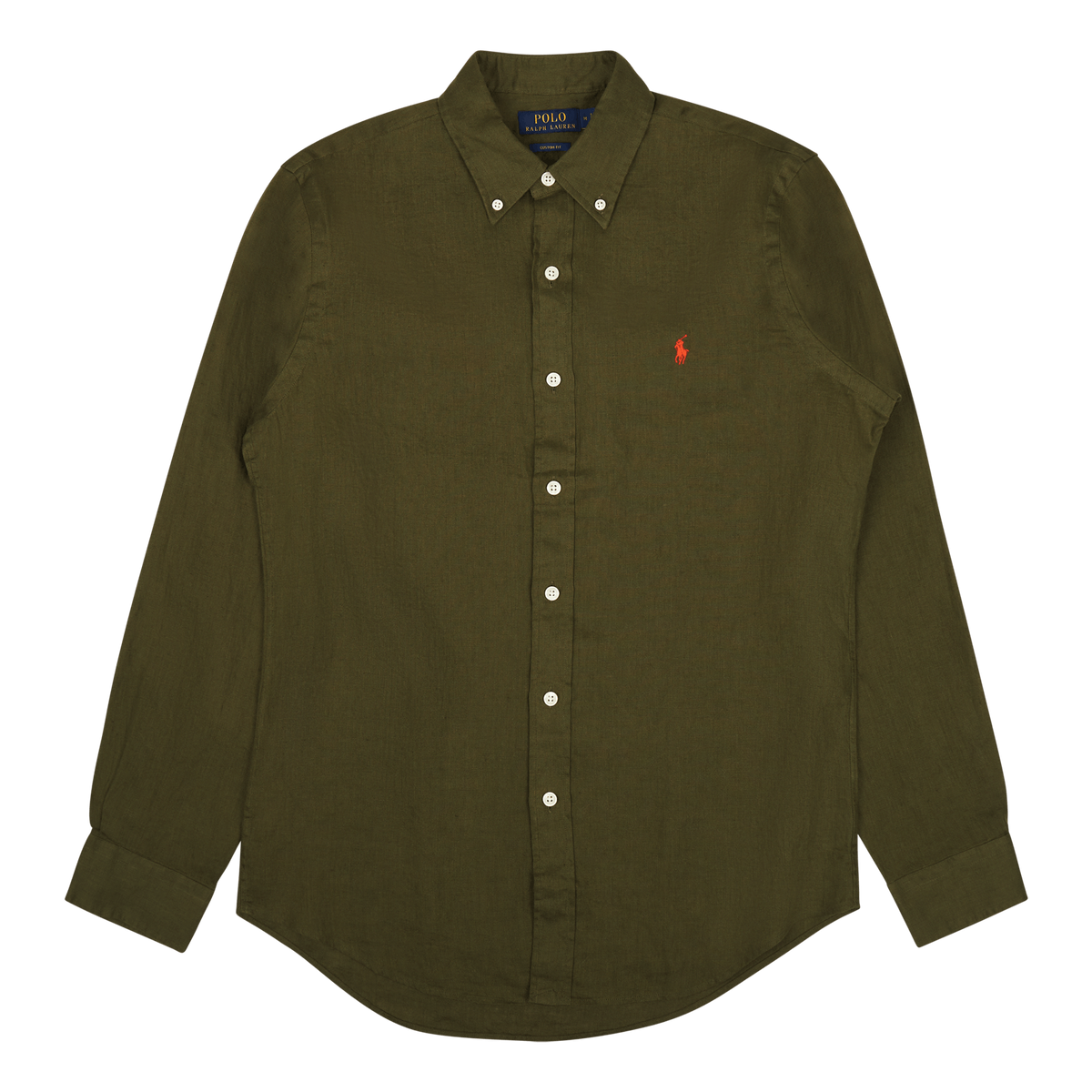 Polo Ralph Lauren Piece Dye Linen Custom Bd Shir Dark Sage