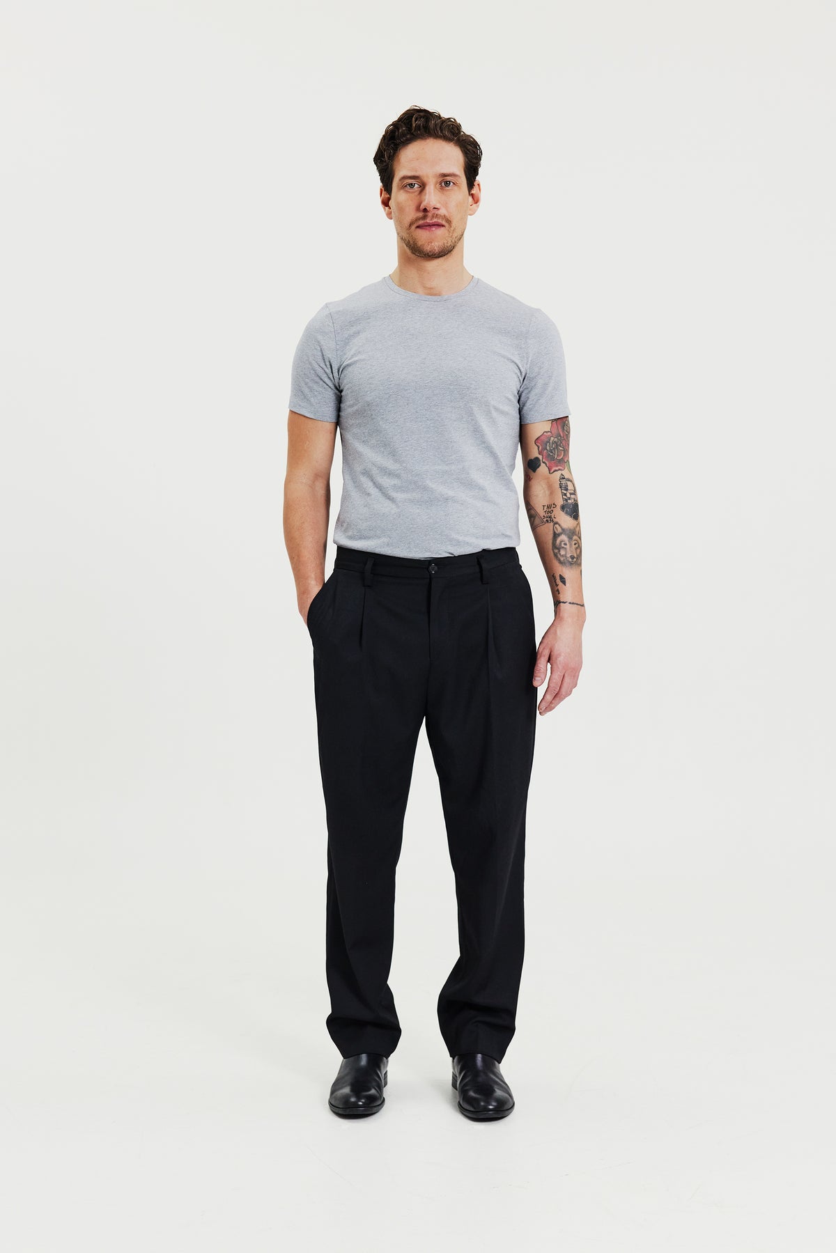 Crew-Neck Slim Grey Melange