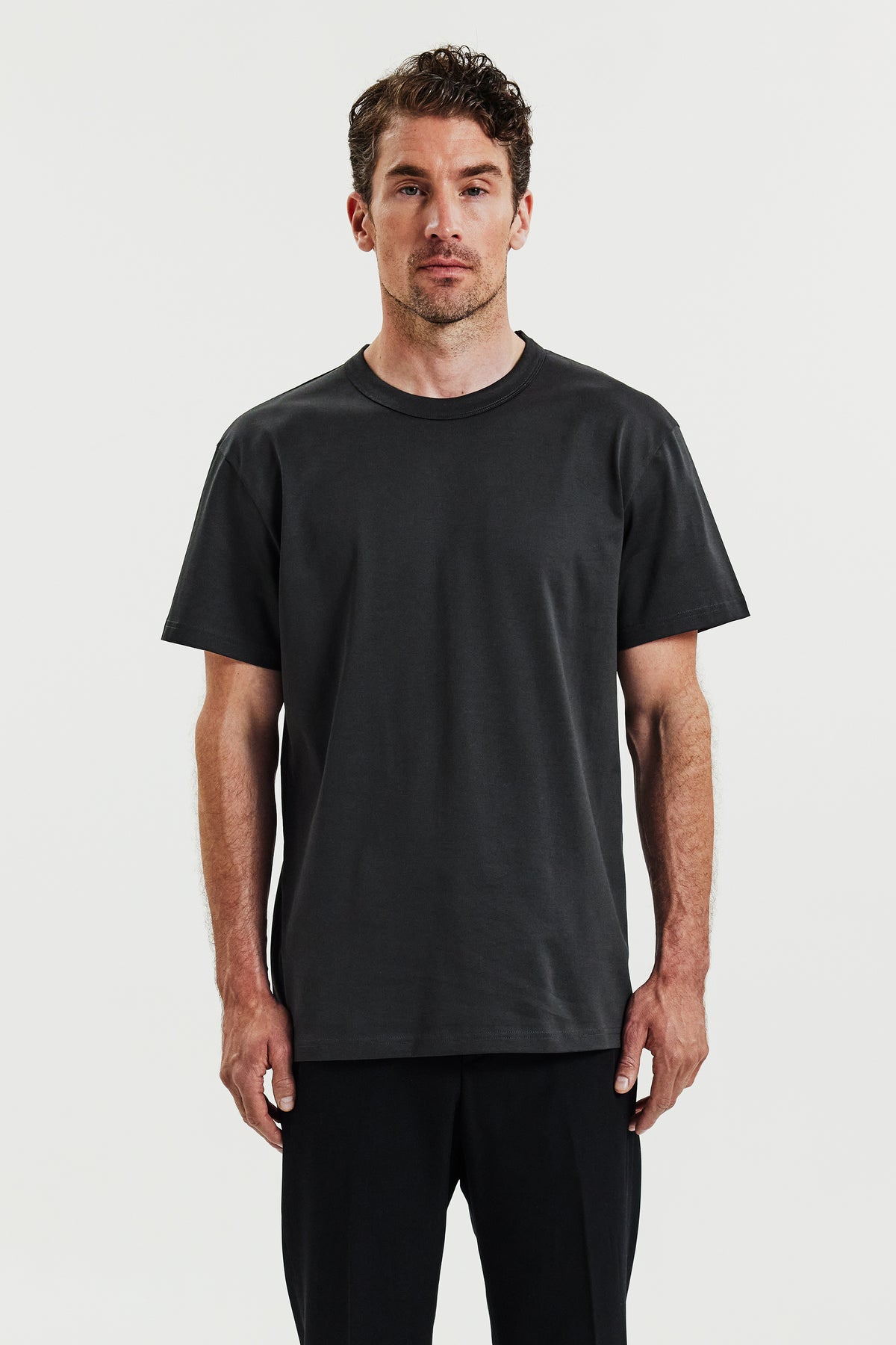 Crew-neck Pima Charcoal