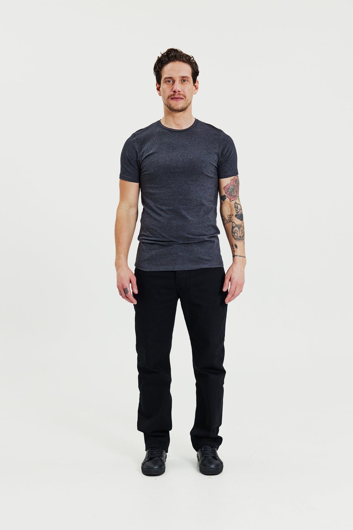 Crew-Neck 2-Pack Dark Grey Melange