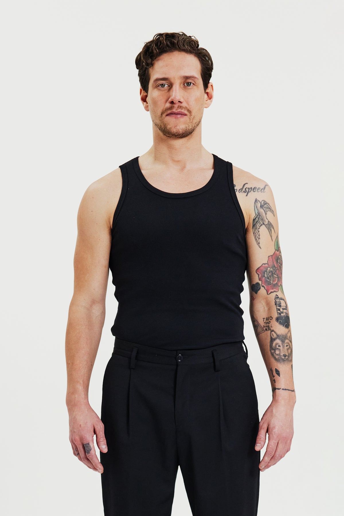 Tank Ribbed 2-Pack Black