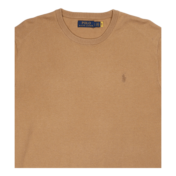 Cotton-Cashmere Crewneck Sweater Burlap Tan