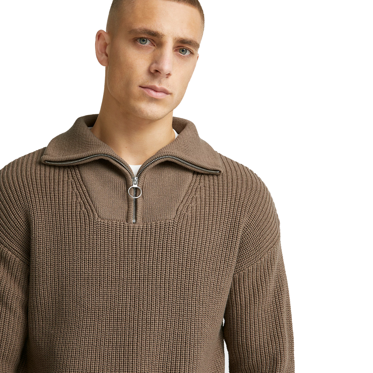 Studio Total Half Zip Ribbed Knit