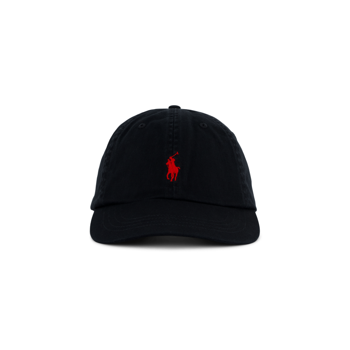 Black red top polo hat