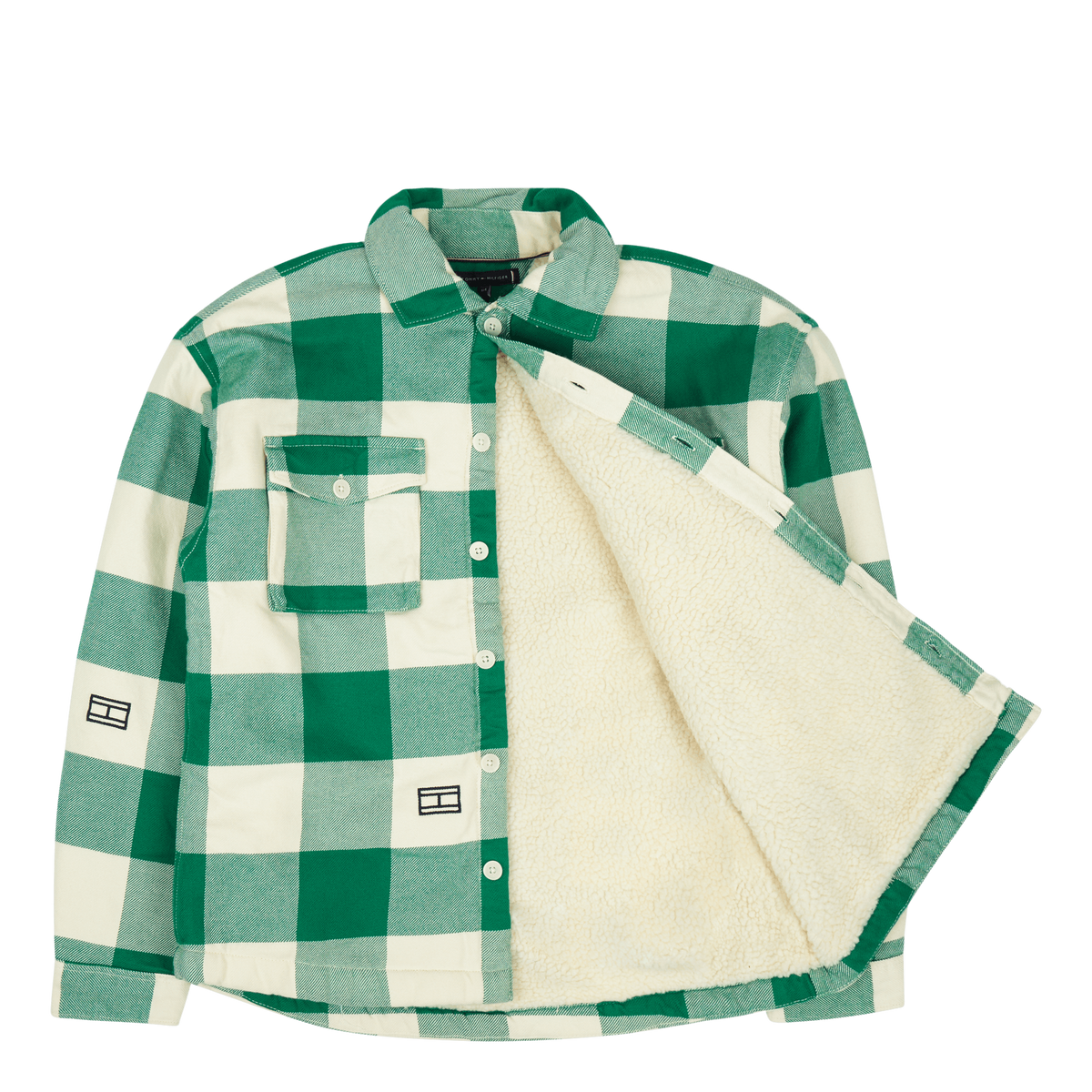 Sherpa Lined Checked Shirt Green