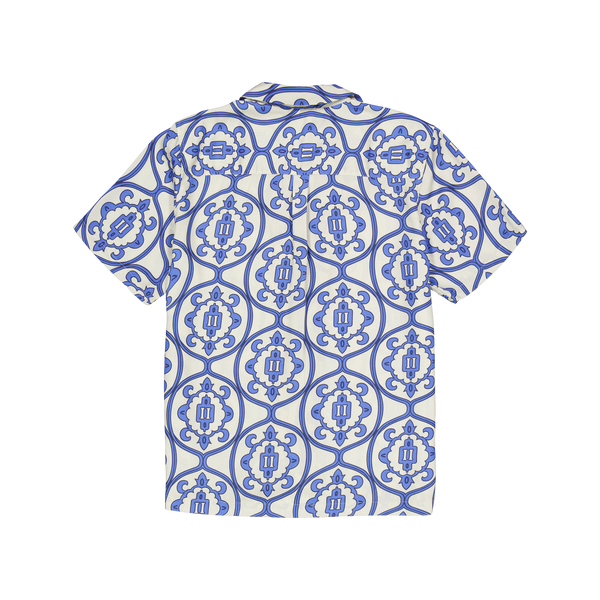 Ornament Aop Tencel Ss Shirt Ivory/palace Blue