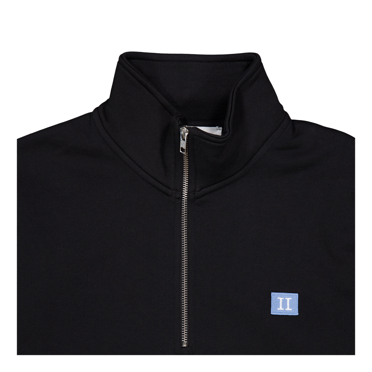 Piece Half-zip Sweatshirt Black/washed Denim Blue/white