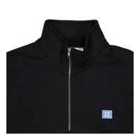 Piece Half-zip Sweatshirt Black/washed Denim Blue/white