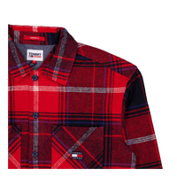 Tjm Brushed Check Overshirt Xnl - Deep Crimson Check