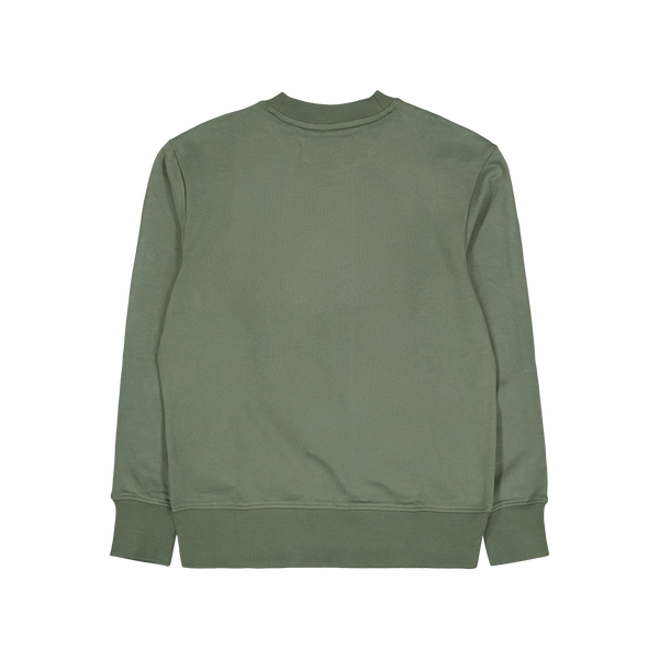 Woven Tab Crew Neck Llp - Thyme