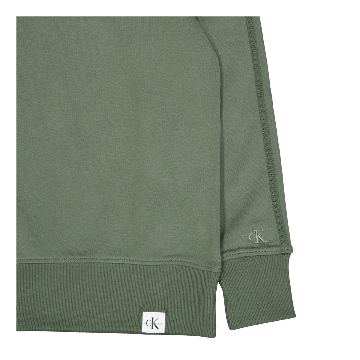 Woven Tab Crew Neck Llp - Thyme
