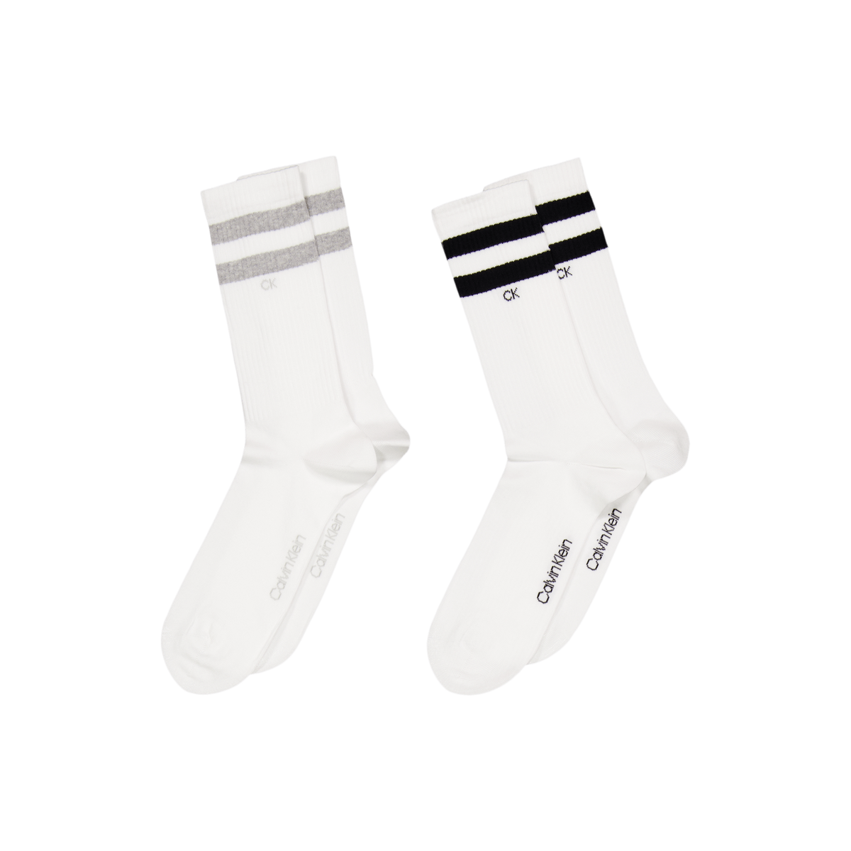Ck Men Sock 2p Stripes 004 White