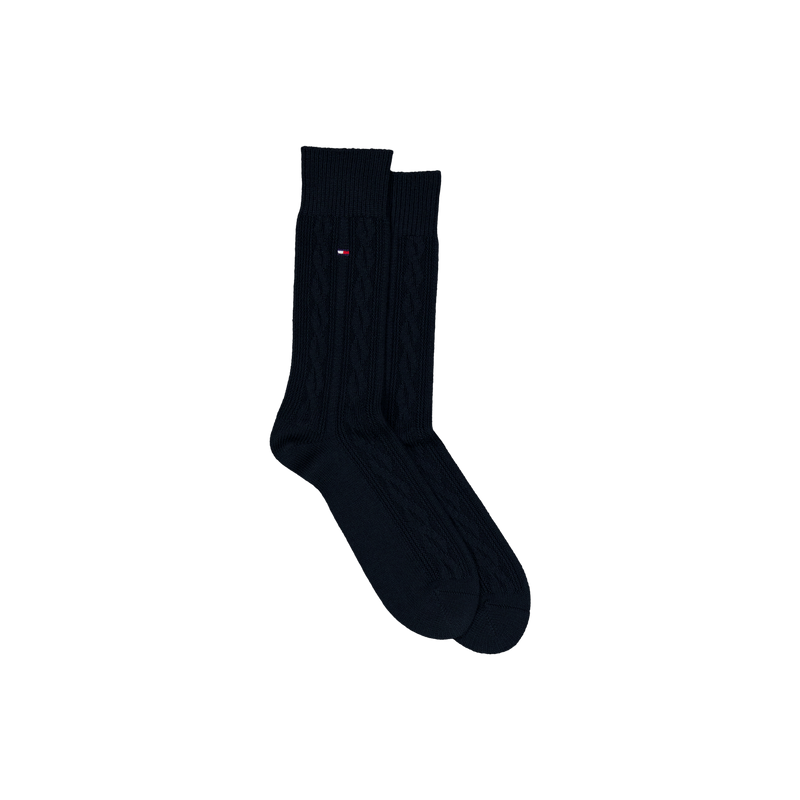 Th Men Sock 1p Cable Wool 001 Navy