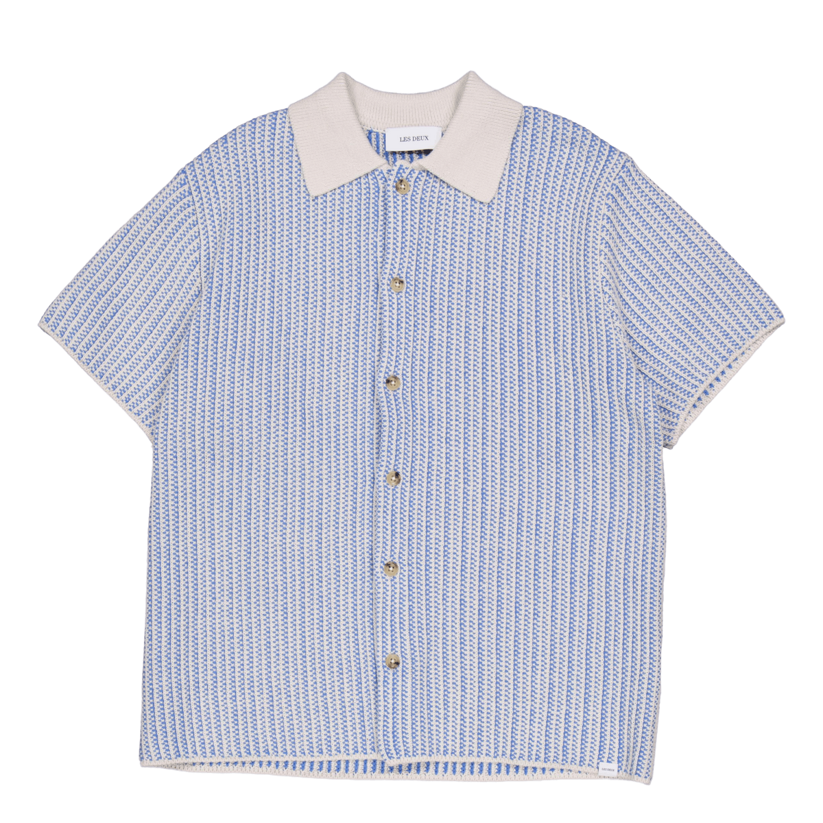 Easton Knitted Ss Shirt Washed Denim